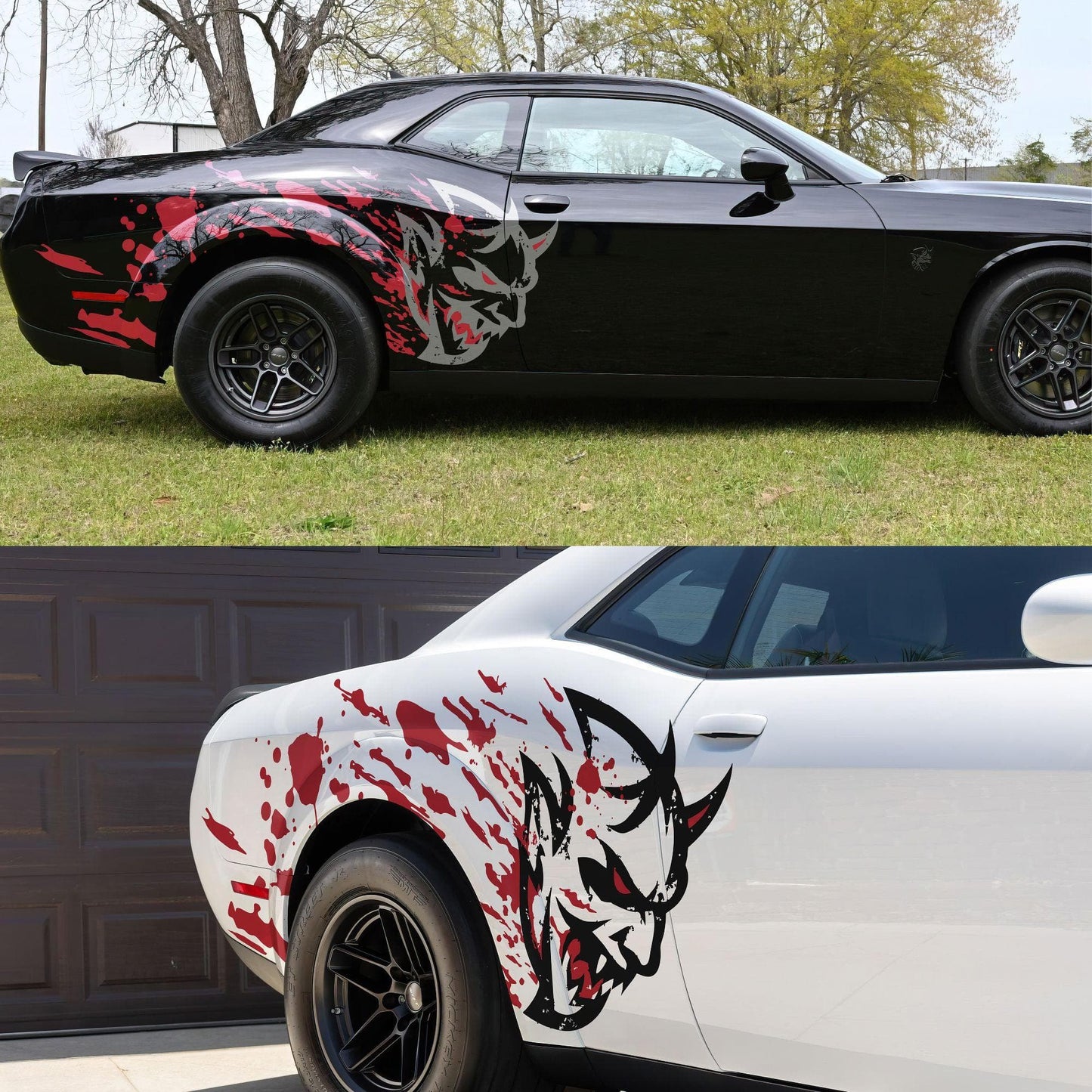 Demon Decal Sticker for Dodge Challenger SRT. Blood Splatter Car Decal. #6994