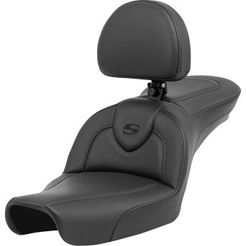 SADDLEMEN Roadsofa™ Seat - with Backrest - Black/Black Stitching - FXD '96-'03 896-04-187BR