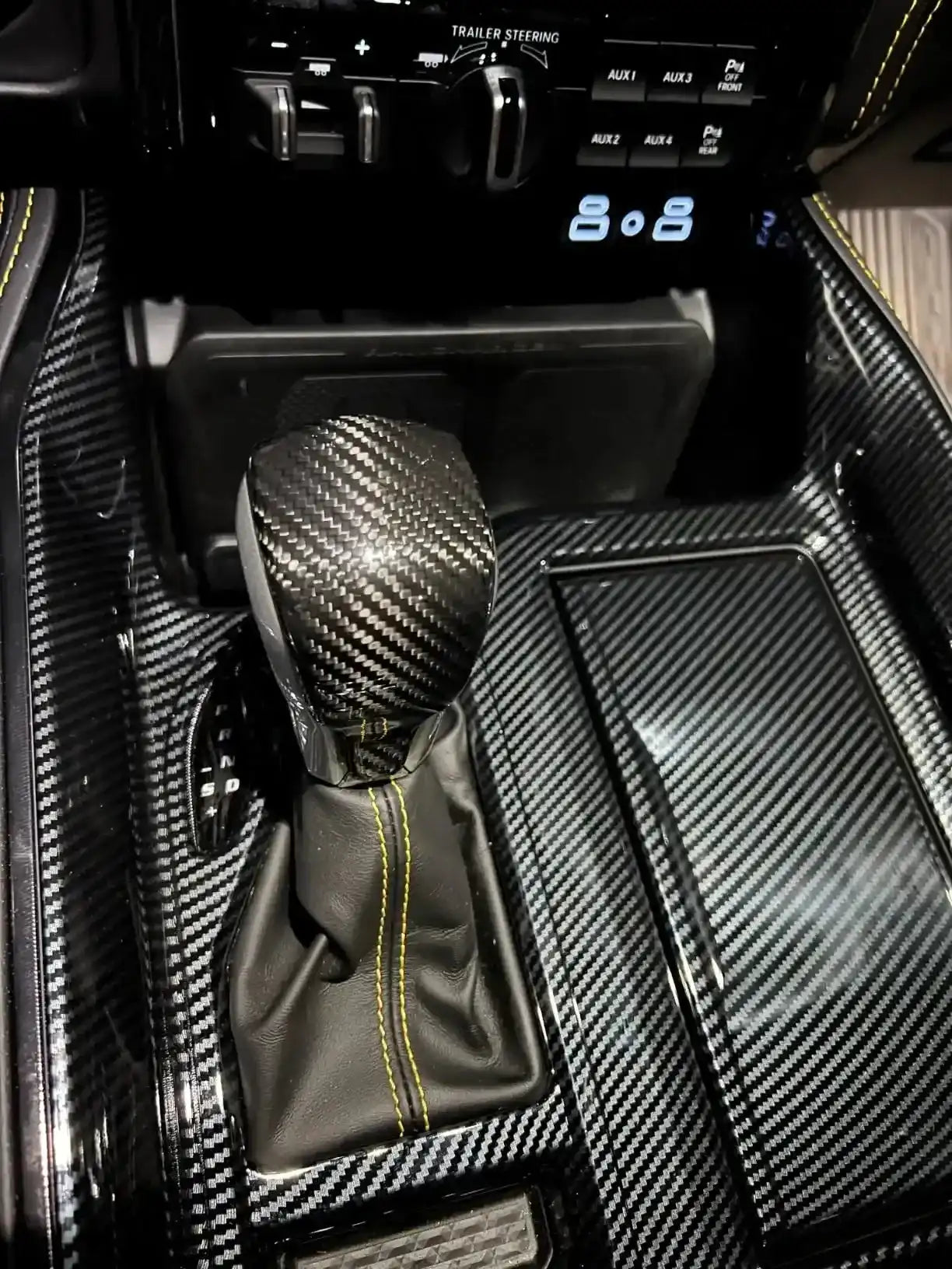 RAM 1500/TRX/RHO 2021+ Shift Knob Trim Hard Carbon Fiber Cover