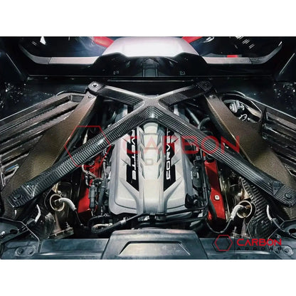 Carbon Fiber Engine Bay X-Brace for Corvette C8 Coupe Stingray Z51 (2020–2026)