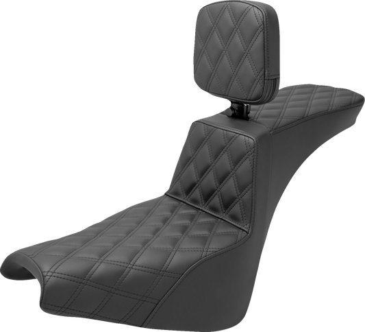SADDLEMEN Tour Step Up Seat - Rider Backrest - Full Lattice Stitch - FXBB/FXST '18-'22 818-30-195BR