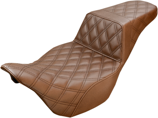 SADDLEMEN Step-Up Seat - Full Lattice Stitch - Brown - '08-'23 FL 808-07B-175BR