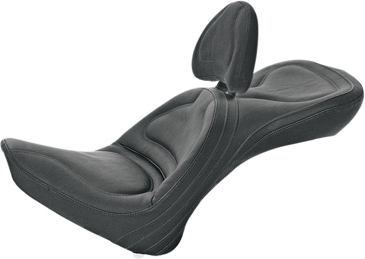 SADDLEMEN Seat - Explorer - With Backrest - Stitched - Black - Softail 8152JS