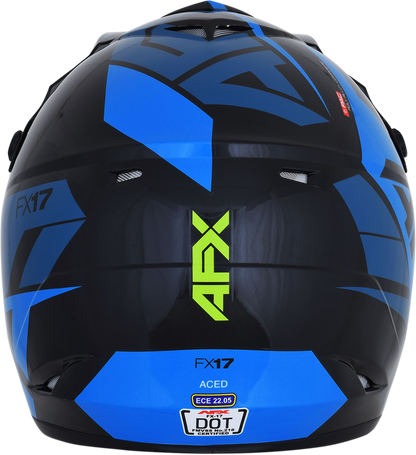AFX FX-17 Helmet - Aced - Blue/Lime - Large 0110-6501