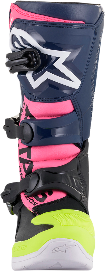 ALPINESTARS Tech 3S Boots - Black/Blue/Pink/White/Yellow - US 3 2014018-1176-3