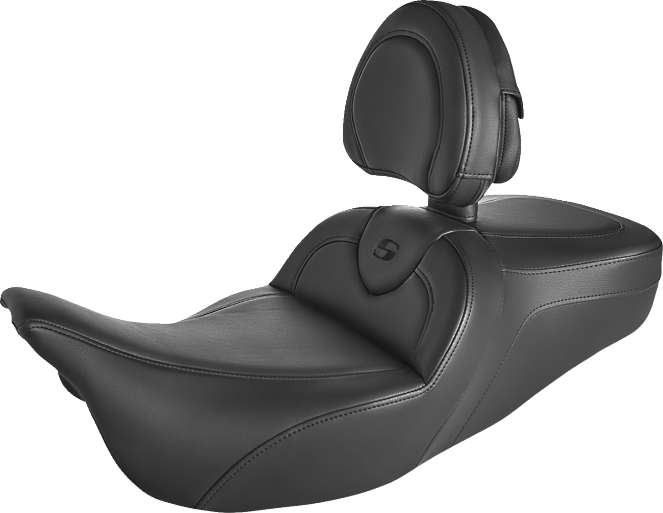 SADDLEMEN Roadsofa Standard Reach Seat - With Backrest - Black/Black Stitching 808-07B-187BR