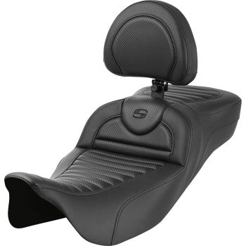SADDLEMEN Roadsofa™ Extended Reach Seat - with Backrest - Tuck-n-Roll - Carbon Fiber 808-07B-205B0