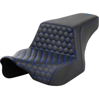 SADDLEMEN Step-Up Seat - Front Honeycomb - Blue Stitching - FL '23-'24 823-07-17701