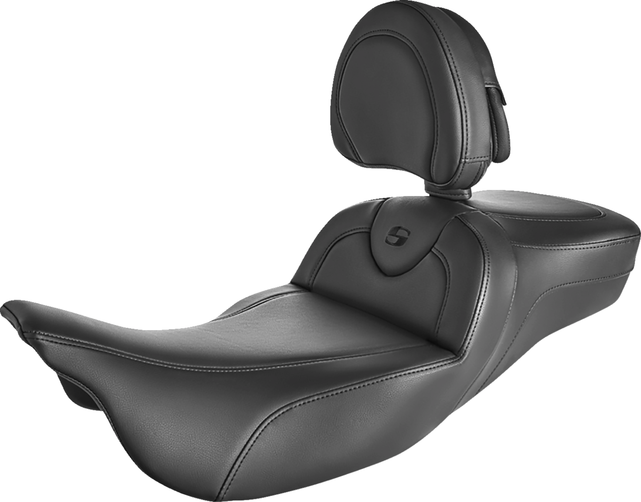 SADDLEMEN Roadsofa Extended Reach Seat - Black/Black Stitching - w/ Backrest 808-07B-188BR