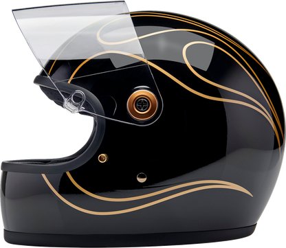 BILTWELL Gringo S Helmet - Gloss Black Flames - Large 1003-567-504