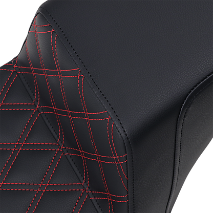 SADDLEMEN Step-Up Seat - Front Lattice Stitch/With Red Stitching - Black 818-30-172RD