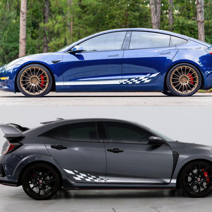 Checker Flag Car Decal Sticker. Racing Stripes Graphic Sticker. #6999