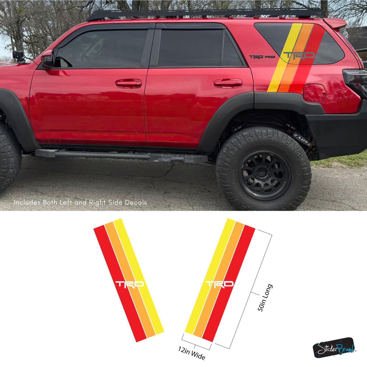 Yellow, Orange, Red TRD Stripes Toyota Truck Decal. #6968