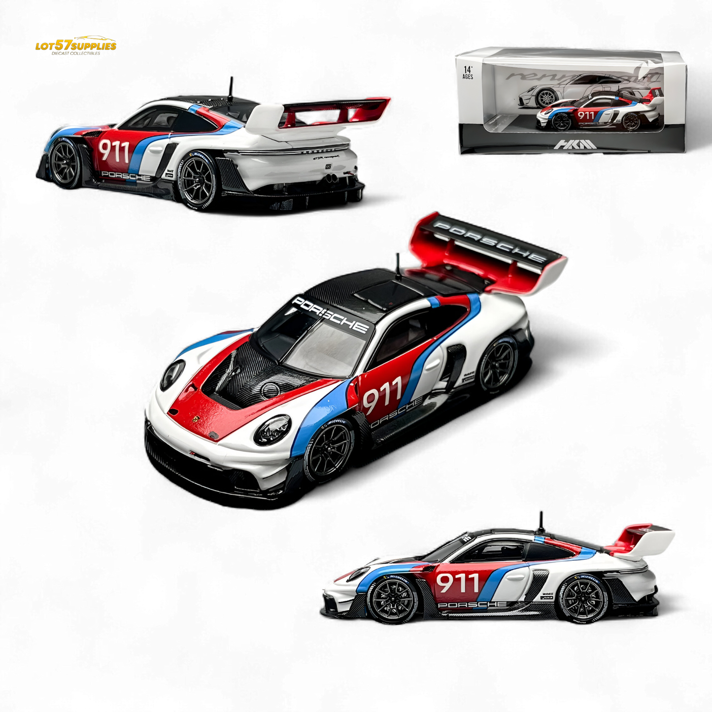 HKM Model Porsche 911 (992) GT3 R Rennsport White #911 1:64