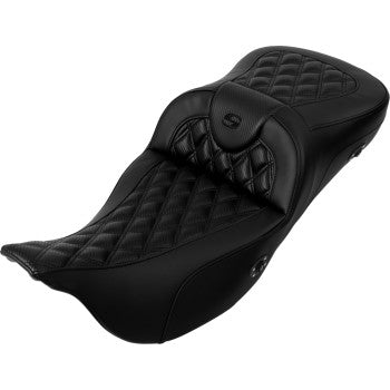 SADDLEMEN Roadsofa™ Extended Reach Seat - without Backrest - Lattice Stitch - Carbon Fiber - FL '08-'23 808-07CF-184HCT