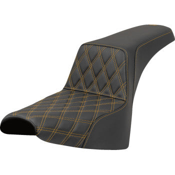 SADDLEMEN Step-Up Seat - Front Lattice Stitch - Gold Stitch - FXST/FXBB '18-'25 818-30-17207