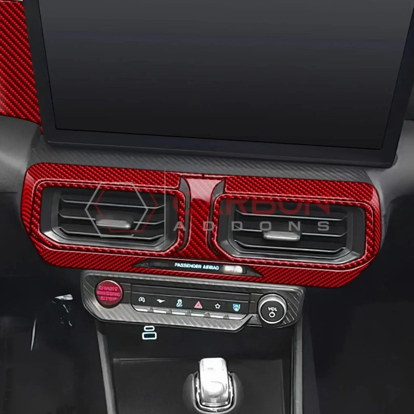 Real Carbon Fiber Center Dashboard A/C Vent Trim Overlays for 2024+ Ford Mustang
