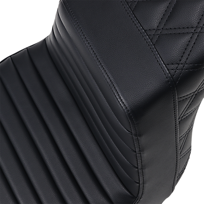 SADDLEMEN Step-Up Seat - Front Tuck-n-Roll/Rear Lattice Stitch - Black 813-27-176