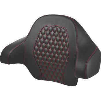 SADDLEMEN Tour Pack Backrest Pad - Honeycomb - Red Stitching - FL '14-'24 814-07-15104