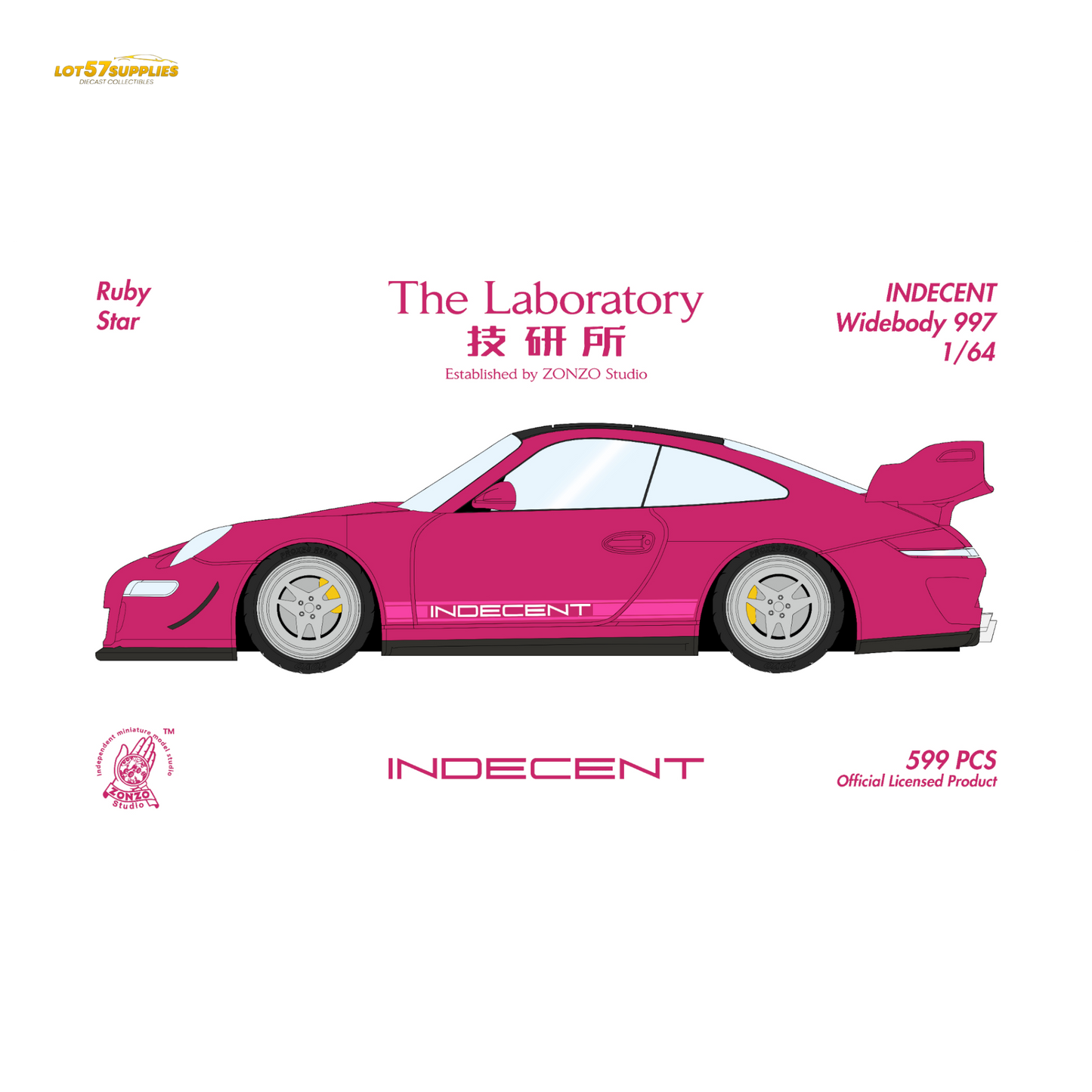 (Pre-Order) The Laboratory x ZONZO Porsche 997 Indecent - Ruby Star Pink 1:64