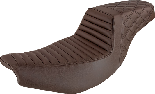SADDLEMEN Step Up Seat - Front Tuck-n'-Roll/Rear Lattice - Brown - Indian I14-07-176BR