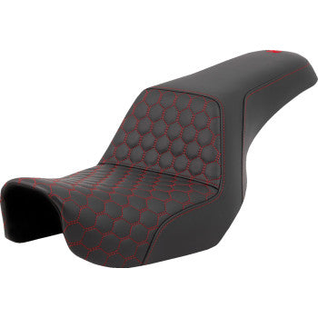SADDLEMEN Step-Up Seat - Honeycomb - Red Stitching - Dyna '06-'17 A806-04-177RED