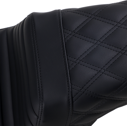 SADDLEMEN Step-Up Seat - Front Tuck-n-Roll/Rear Lattice Stitch - Black 806-04-176