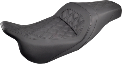 SADDLEMEN Slim Seat - Black - Lattice Stitch - '08-'23 FL 808-07B-162