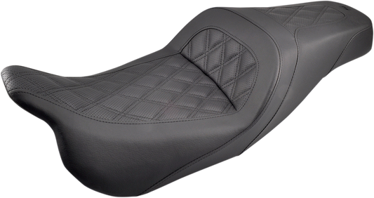SADDLEMEN Slim Seat - Black - Lattice Stitch - '08-'23 FL 808-07B-162