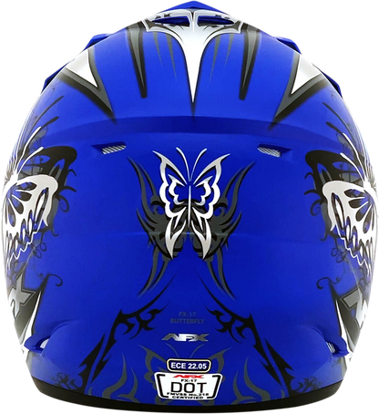 AFX FX-17 Helmet - Butterfly - Matte Blue - XS 0110-7121