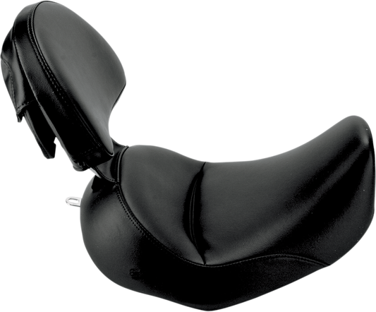 SADDLEMEN Heels Down Solo Seat - With Backrest - Plain - Black - FLSTC 806-15-0041