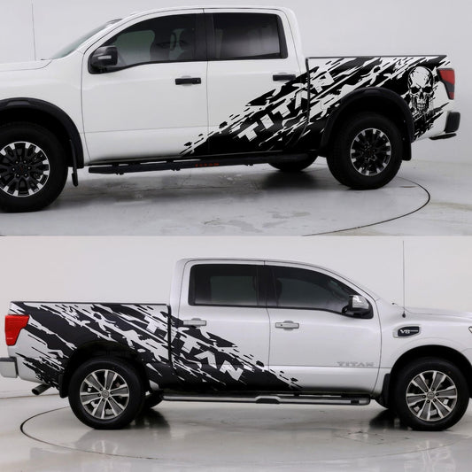 Nissan Titan Skull Mud Splash Decal. (With Skull / No Skull) #6862
