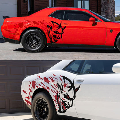 Demon Decal Sticker for Dodge Challenger SRT. Blood Splatter Car Decal. #6994