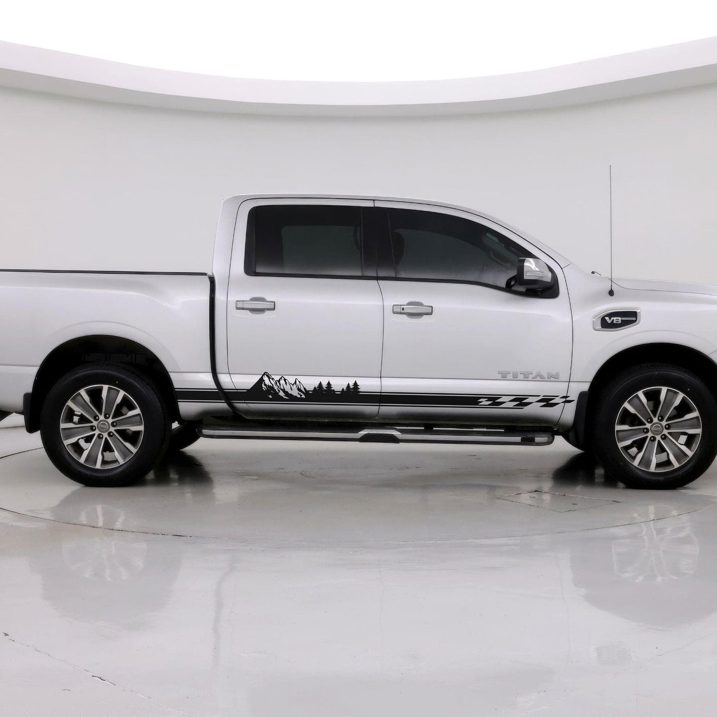 Checker Flag Truck Decal Sticker. Overland Mountain Theme. #6816