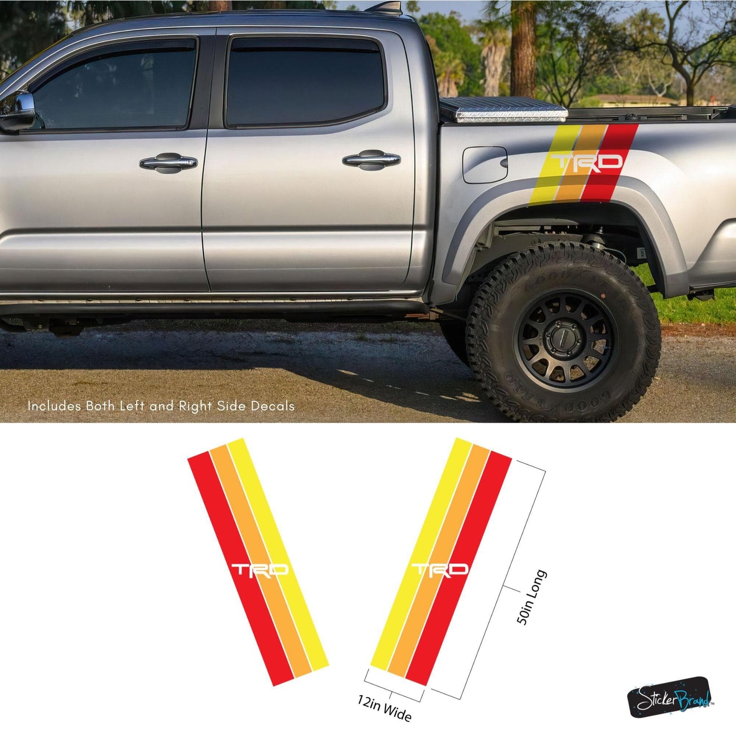 Yellow, Orange, Red TRD Stripes Toyota Truck Decal. #6968