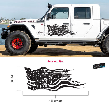 Military Soldier Flag Truck / Car Decal Sticker. Veteran Flag Window Sticker. #6967