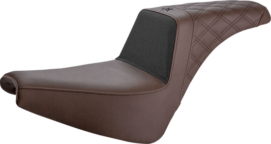 SADDLEMEN Unknown Industries Seat - Front Carbon Fiber/Black Gripper Lumbar/Rear Lattice Stitch - FX '18-'23 UN18-30-173BR