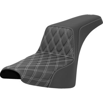 SADDLEMEN Step-Up Seat - Front Lattice Stitch - White Stitch - FXST/FXBB '18-'25 818-30-17206