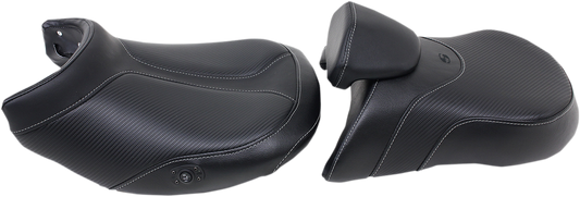 SADDLEMEN Seat - Adventure Tour - Two-Piece - Low - With Lumbar Backrest - Stitched - Black - Heated 0810-BM33LRHCT