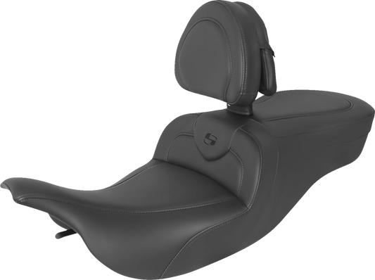 SADDLEMEN RoadSofa Seat - With Backrest - Black W/Black Stitching 897-07-187BR