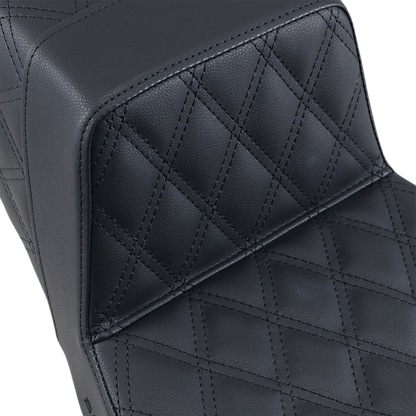 SADDLEMEN Step-Up Seat - Full Lattice Stitch - Black - FLHR/FLHX 897-06-175