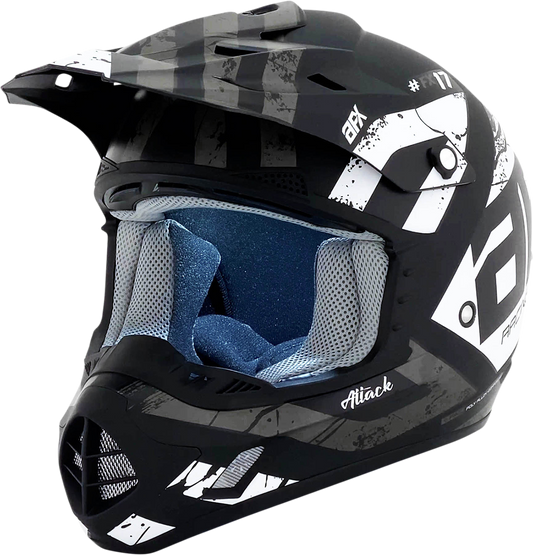 AFX FX-17 Helmet - Attack - Matte Black/Silver - XS 0110-7142