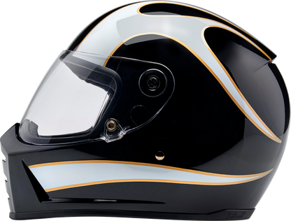 BILTWELL Lane Splitter Helmet - Gloss Black/White Flames - XL 1004-570-505