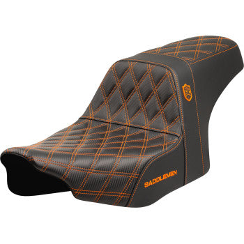 SADDLEMEN Pro Series SDC Performance Seat - Orange Stitching - w/o Backrest - FLT/FLH '23-'24 SC-82307D3