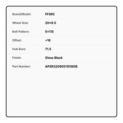 FFSR2 20x9.5 5x115 +18 71.5 Matte Black