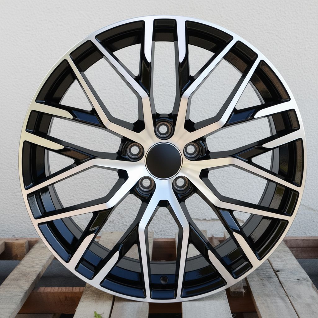 AU1 22x9.5 5x112 +26 66.6 Black Machined Face