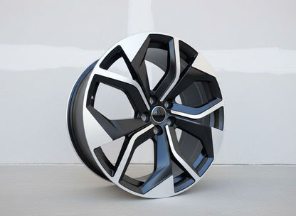 AU13 22x10 5x112 +26 66.6 Black Machined Face