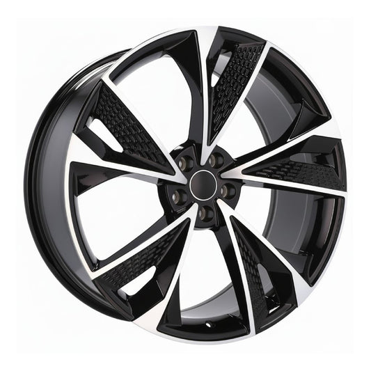 AU14 20x9 5x112 +32 66.6 Black Machined Face
