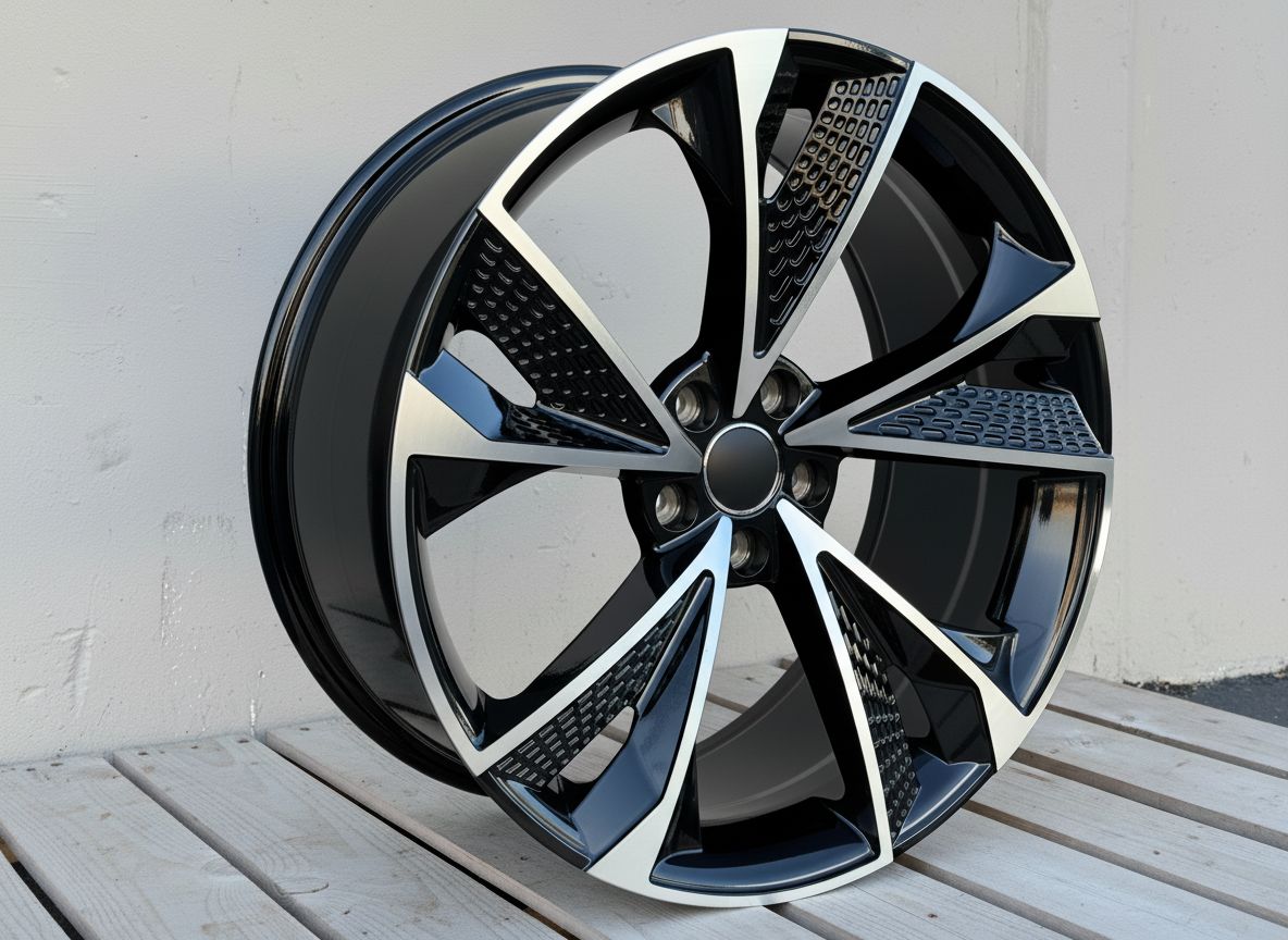 AU14 18x8 5x112 +35 66.6 Black Machined Face