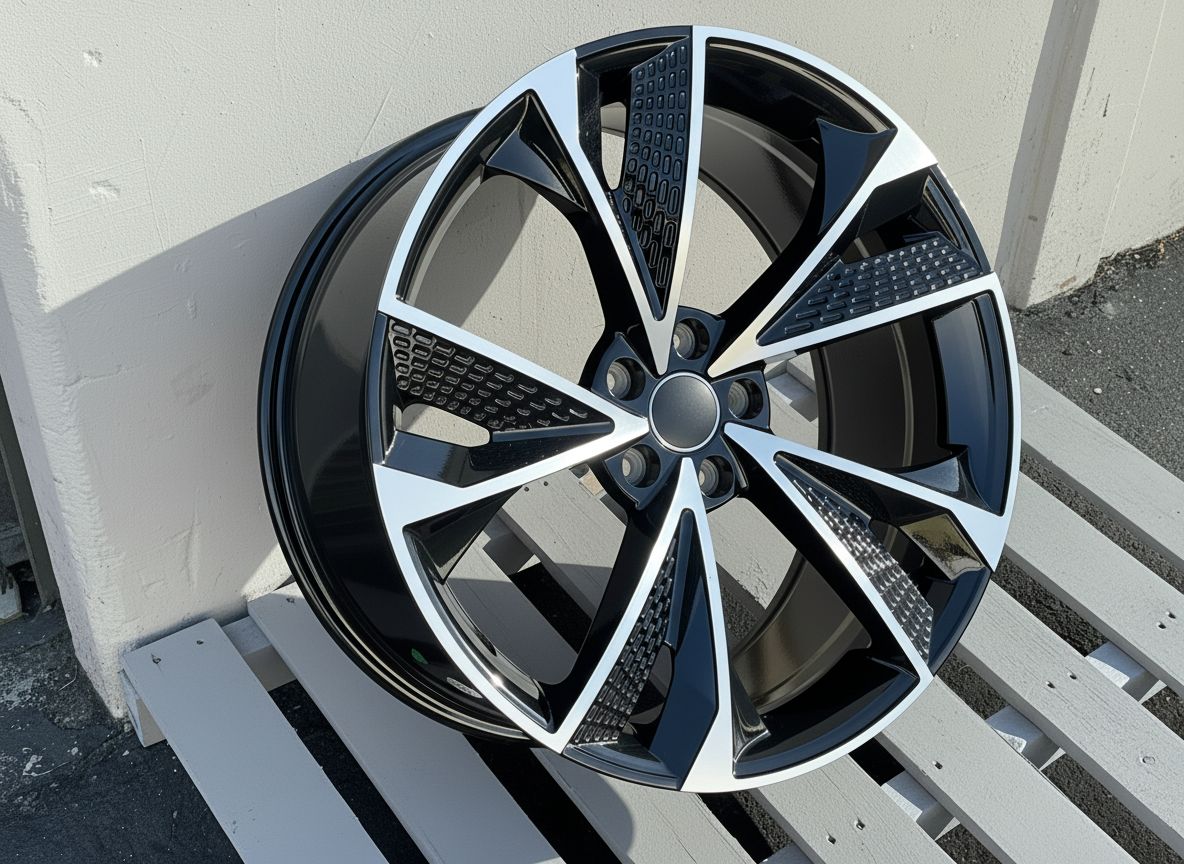 AU14 20x9 5x112 +32 66.6 Black Machined Face